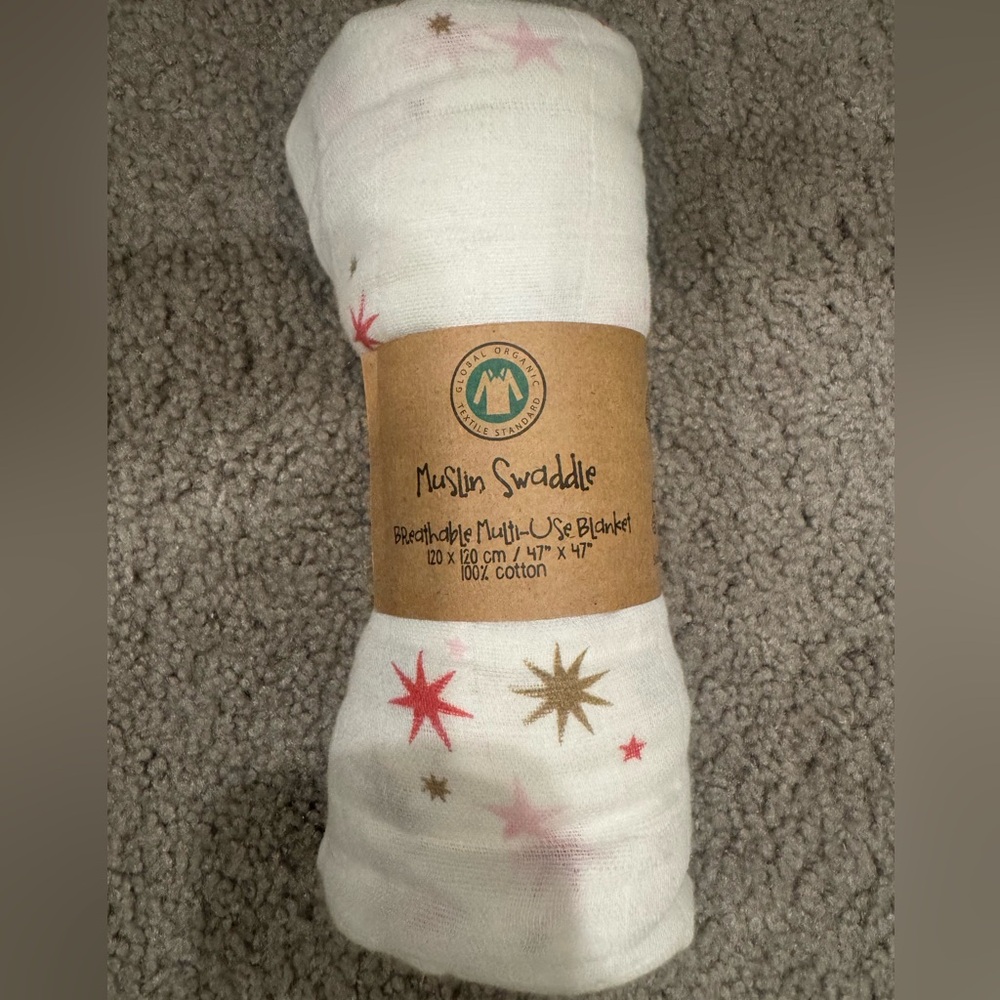 NWT Muslin Swaddle Blanket with Star Design